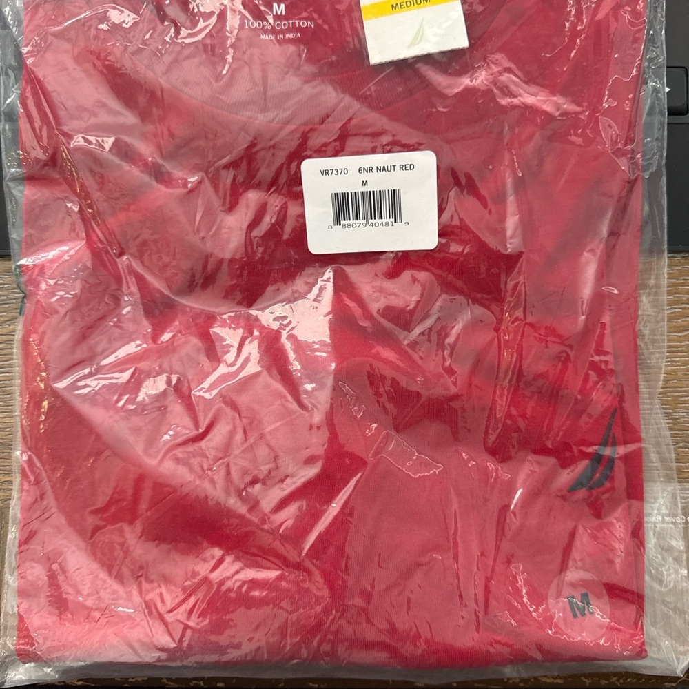 NWT Nautica Men’s Long Sleeve Crew Neck Cotton Logo Sz Med Red - Picture 2 of 2